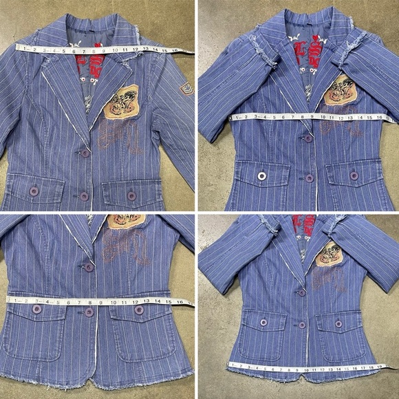 Anthropologie Love Stitch 70’s Style Embroidered Boho Denim Jacket - Picture 8 of 9